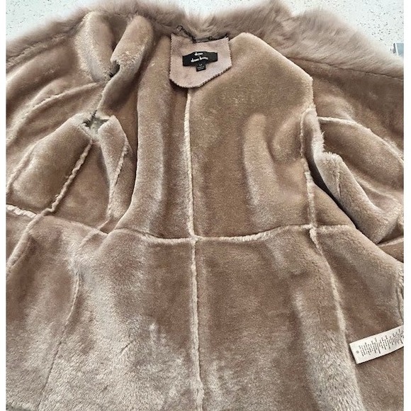 Women's Faux Fur Collar Suede Like Vest Tie Waist Outerwear Layer Dennis Basso - Picture 11 of 11